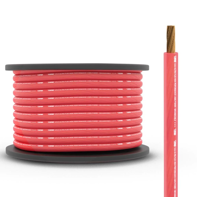 DS18 Car Audio 4 AWG Copper Clad Aluminum CCA Power/Ground Wire Red Lot 10 Foot Coil