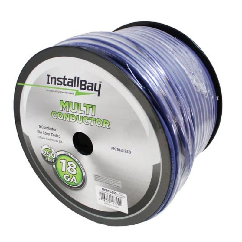 Install Bay 18 GA / 9 Conductor Oxygen Free Copper Speaker Wire Blue Lot 10 Foot Coil