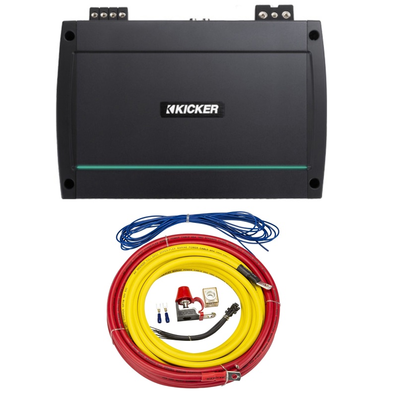 Kicker Full Range 2 Channel Marine Amplifier Class D 1200W RMS 2Ohm + Install Kit