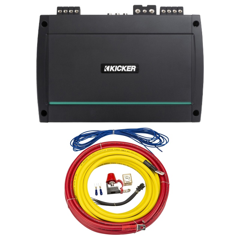 Kicker Full Range 4 Channel Marine Amplifier Class-D 800W RMS 2Ohm +Install Kit