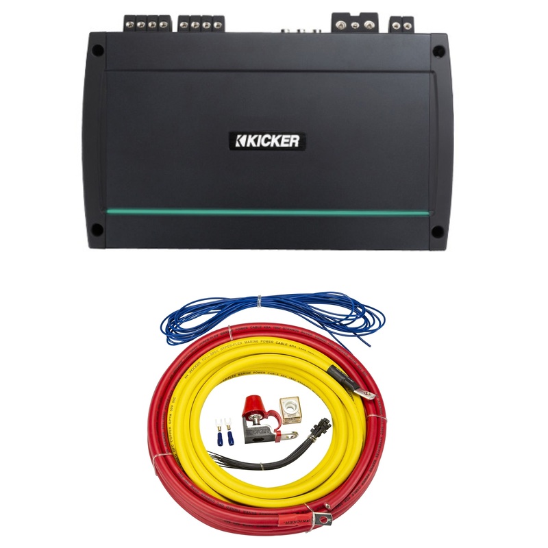 Kicker KXMA 900W RMS 2-Ohm Full Range Class-D Marine Amplifier + Install Kit