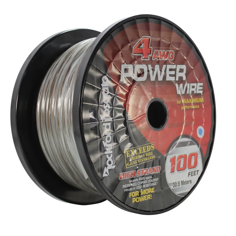 Rockford Fosgate 4 AWG 100% Oxygen Free Copper Power/Ground Wire Black Lot 10 Foot Coil