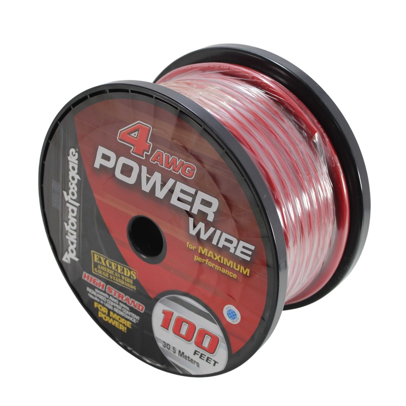 Rockford Fosgate 4 AWG 100% Oxygen Free Copper Power/Ground Wire Red LOT 10 Foot Coil