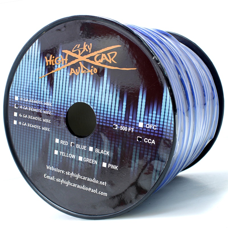 Sky High Car Audio 14 GA Copper Clad Aluminum Primary/Remote Wire Blue Lot 10 Foot Coil