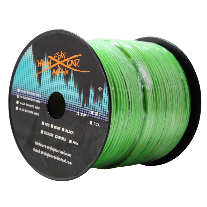 Sky High Car Audio 14 GA Copper Clad Aluminum Primary/Remote Wire Green Lot 10 Foot Coil