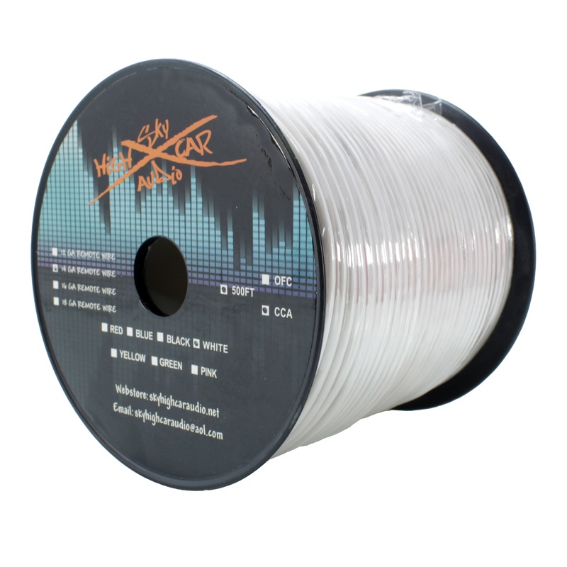 Sky High Car Audio 14 GA Copper Clad Aluminum Primary/Remote Wire White Lot 10 Foot Coil