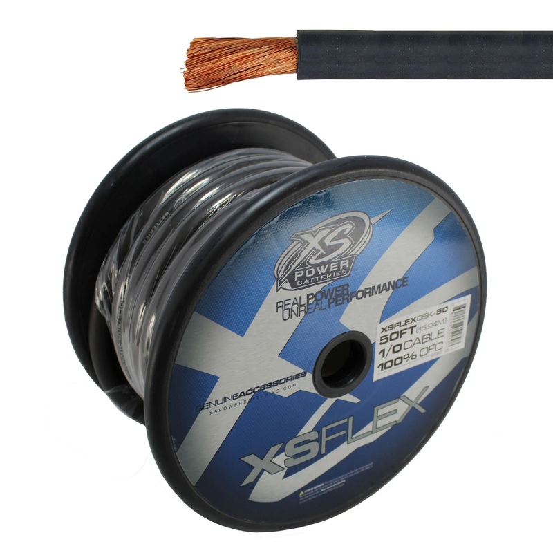 XS Power 0 AWG 100% Oxygen Free Copper XS Flex Power/Ground Wire Black Lot 10 Foot Coil