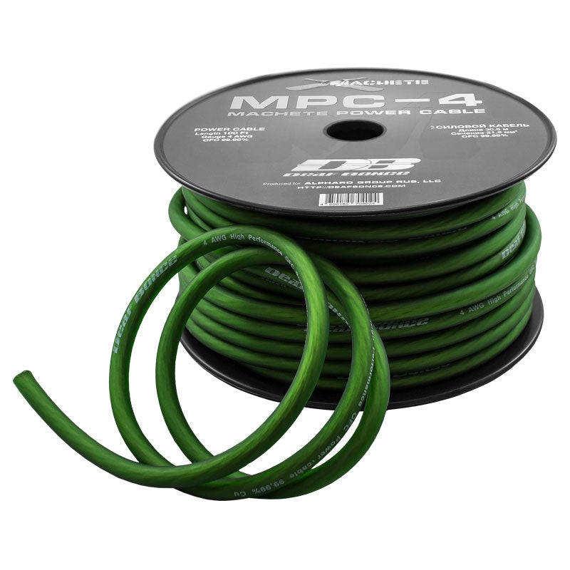 Deaf Bonce Car Audio 4 AWG Oxygen Free Copper Power/Ground Wire Green Lot 10 Foot Coil