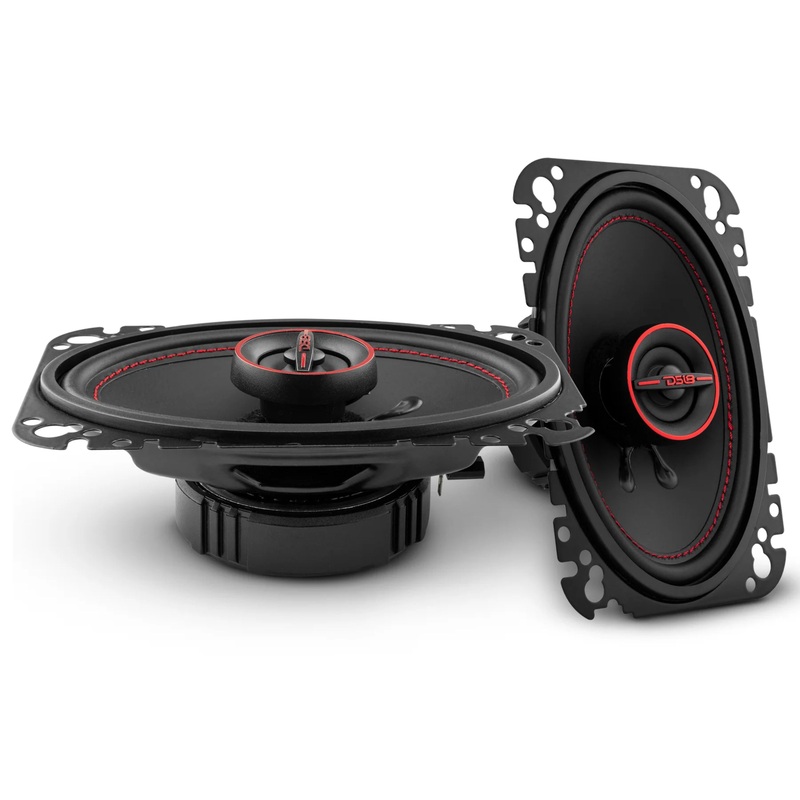 DS18 G4.6Xi Pair of 4 x 6″ 4 Ohm 2-Way Coaxial Speakers 135W Peak Red / Black