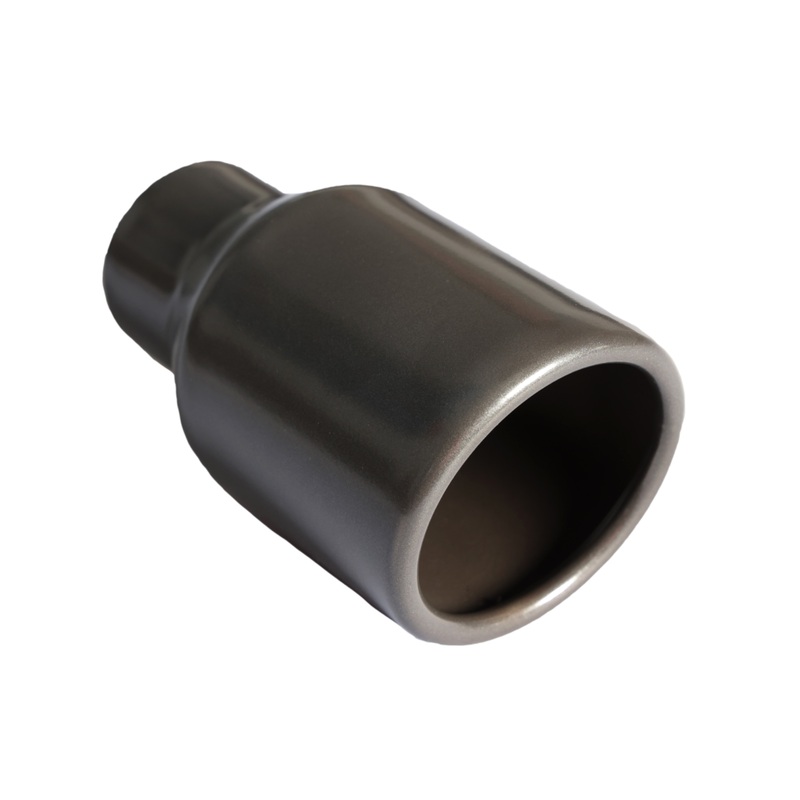 Mach-Speed Universal Car Exhaust Tip Rolled Edge Slant Cut Stainless Steel Tip Powered Coated Gun Metal Grey