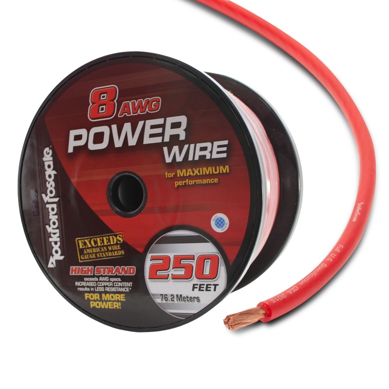 Rockford Fosgate 8 AWG 100% Oxygen Free Copper Power/Ground Wire Red Lot 10 Foot Coil