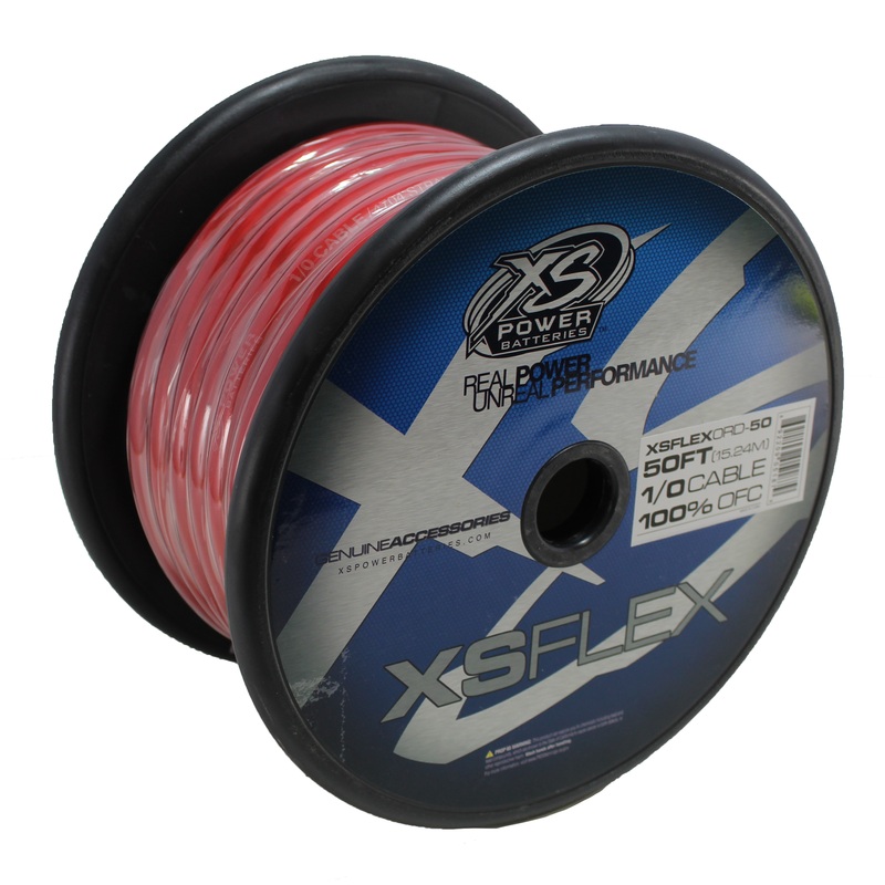 XS Power 1/0 AWG 100% Oxygen Free Copper XS Flex Power/Ground Wire Red Lot 10 Foot Coil