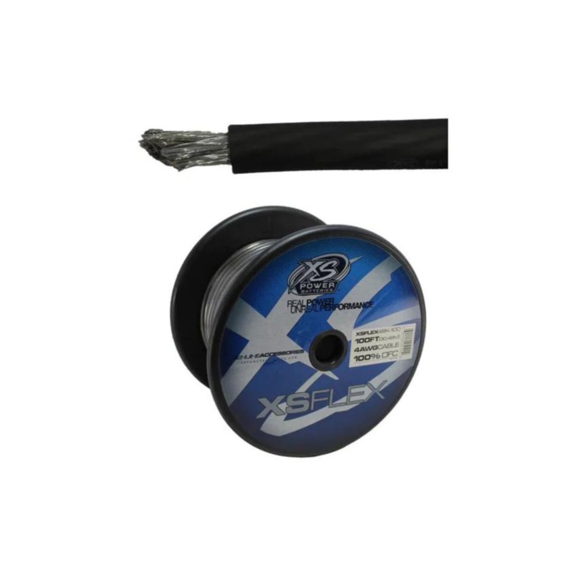 XS Power 4 AWG 100% Oxygen Free Copper XS Flex Power/Ground Wire Black Lot 10 Foot Coil