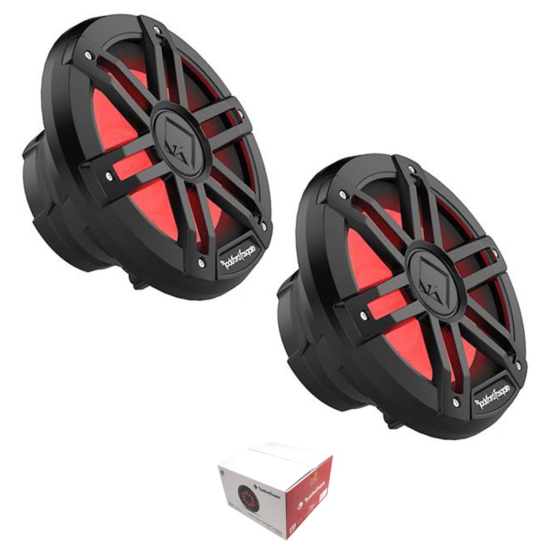 2x Rockford Fosgate 8″ Black Marine Subwoofer DVC 4-Ohm 1200W RGB LED M1D4-8B
