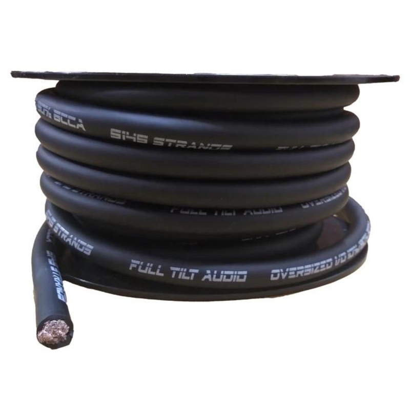 Full Tilt Audio 1/0 Gauge Copper Clad Aluminum Power/Ground Wire Black Lot 10 Foot Coil