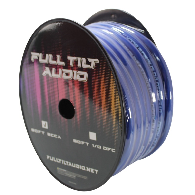 Full Tilt Audio 1/0 Gauge Copper Clad Aluminum Power/Ground Wire Blue Lot 10 Foot Coil
