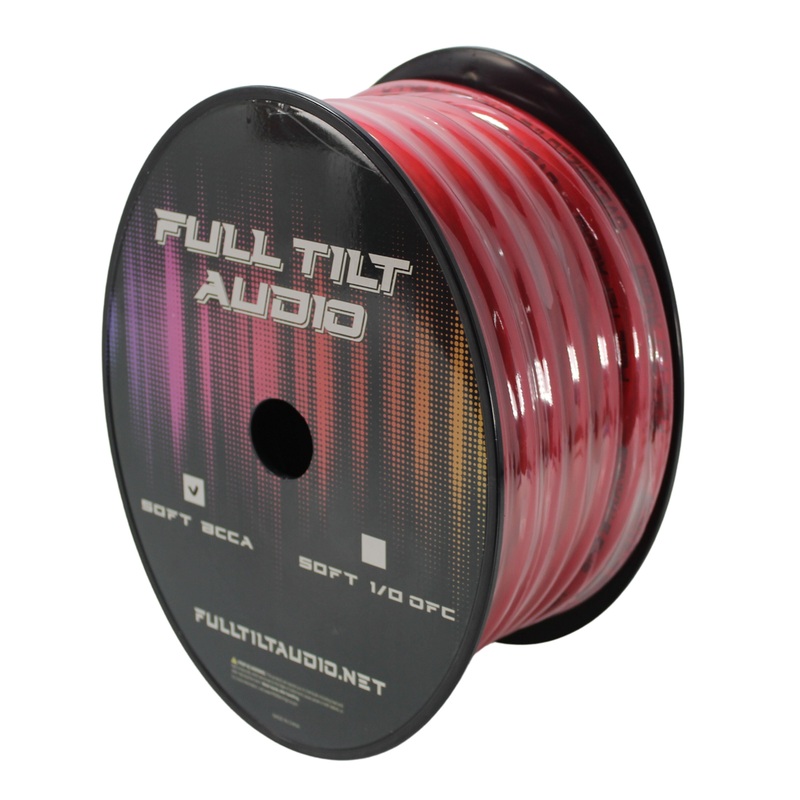 Full Tilt Audio 1/0 Gauge Copper Clad Aluminum Power/Ground Wire Red Lot 10 Foot Coil