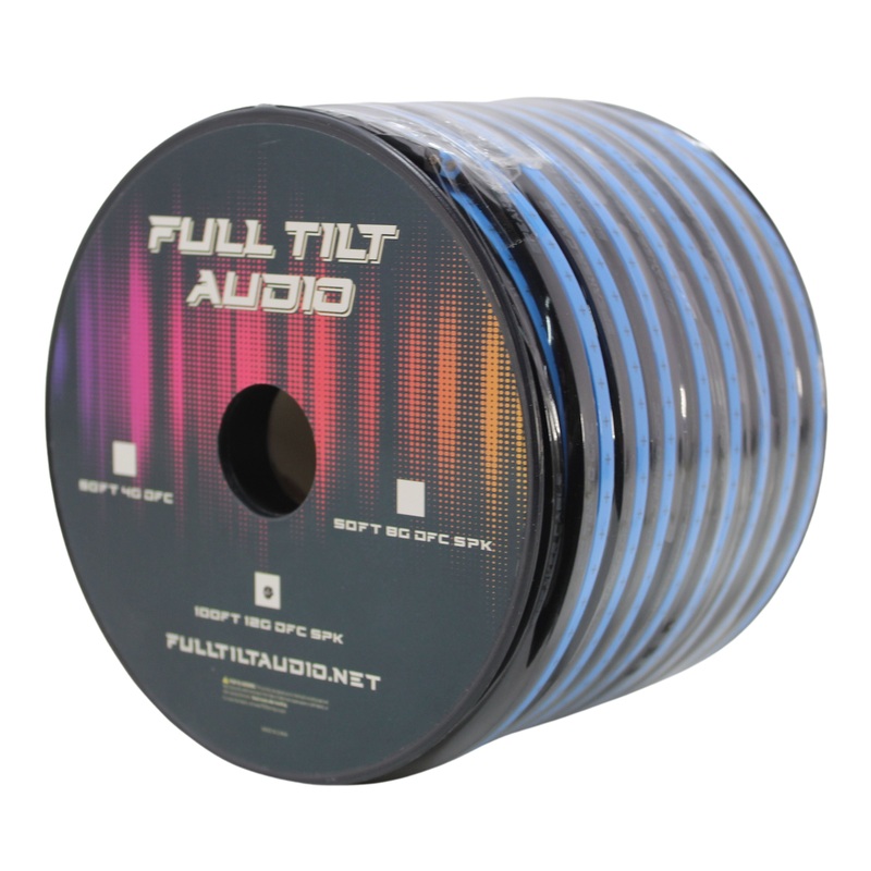 Full Tilt Audio 12GA Tinned Oxygen Free Copper Speaker Wire Light Blue/Black Lot 10 Foot Coil