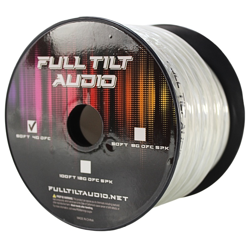 Full Tilt Audio 4GA Tinned Oxygen Free Copper Power/Ground Wire Clear Lot 10 Foot Coil