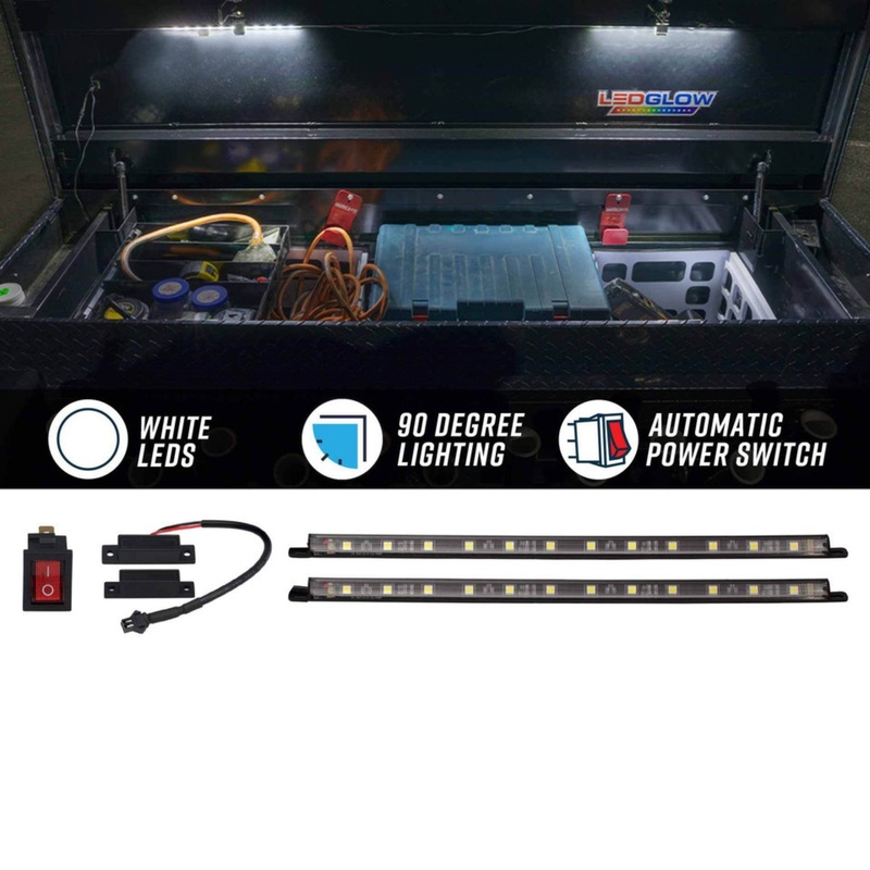 LEDGlow 2pc White LED Tool Box Lights with Power Switch