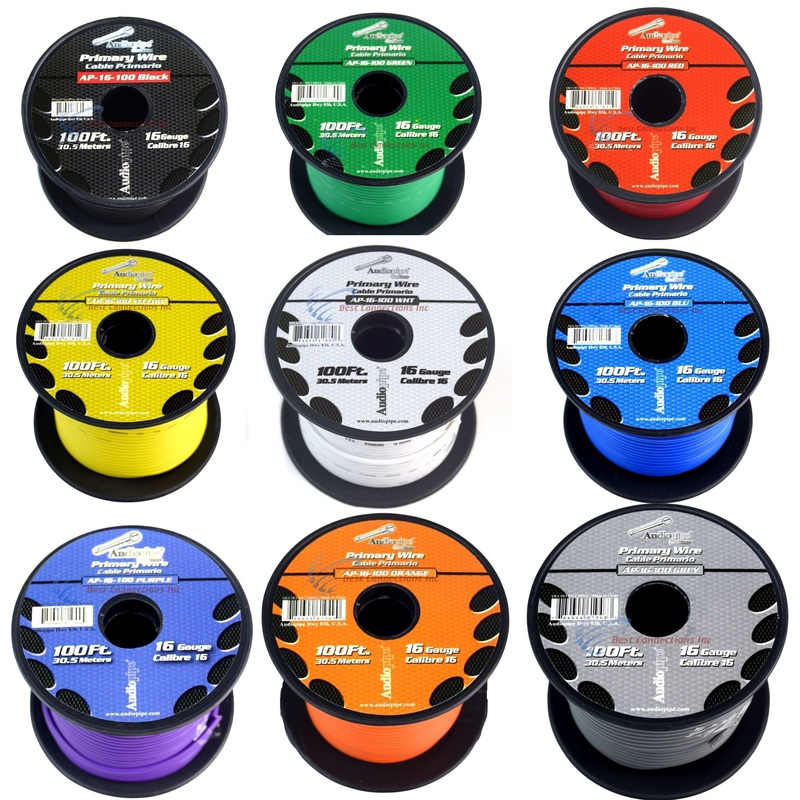 9 Rolls 16 GA 100 ft Stranded Spools of CCA Primary Power Ground Speaker Wire Cable