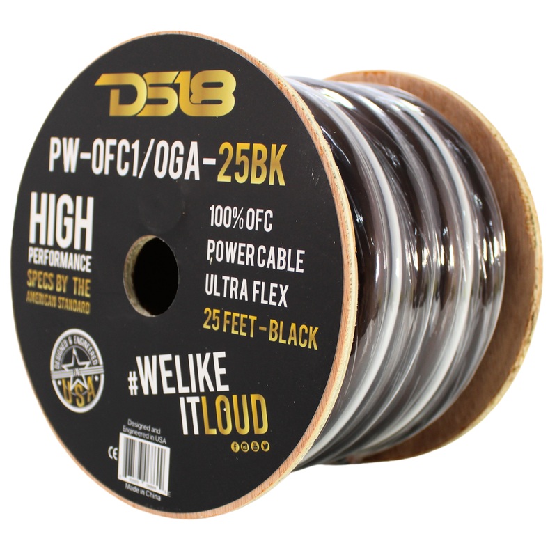 DS18 DS-PWOFC-0GABK Ultra Flex 100% OFC 0GA Ground Power Cable Wire Black Lot Full Spool