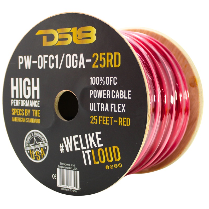 DS18 DS-PWOFC-0GARD Ultra Flex 100% OFC 0GA Ground Power Cable Wire Red Lot 10 Foot Coil