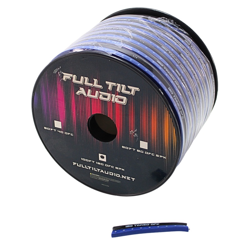 Full Tilt Audio 12GA Blue/Black 100′ OFC Oxygen Free Copper Speaker Wire Lot Full Spool