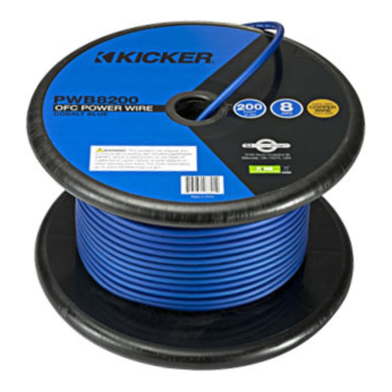 Kicker 8 Gauge OFC Oxygen Free Copper Power/Ground Wire Cobalt Blue Lot 10 Foot Coil
