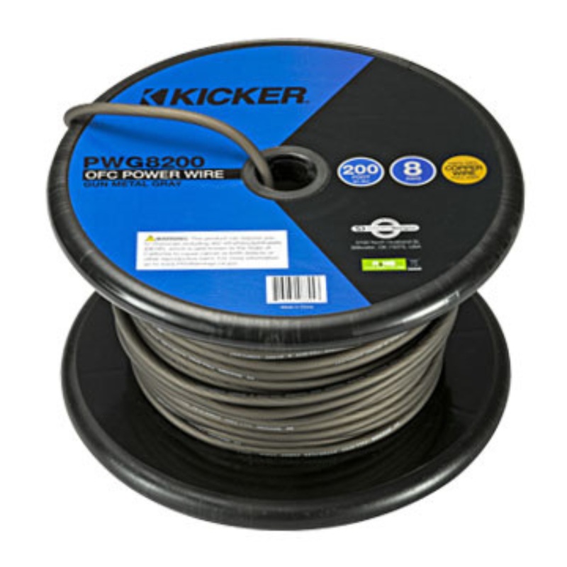 Kicker 8 Gauge OFC Oxygen Free Copper Power/Ground Wire Gray Lot 46PWG8200 Full Spool