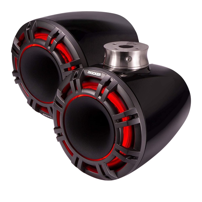 Kicker Pair of Black 11″ 600W HLCD Marine Wake Tower Speakers 47KMFC11
