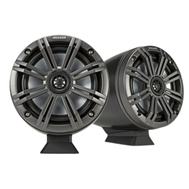 Kicker Pair of Black 6.5″ Flat-Surface-Mount Marine Wake Tower Speakers 46KMFC65