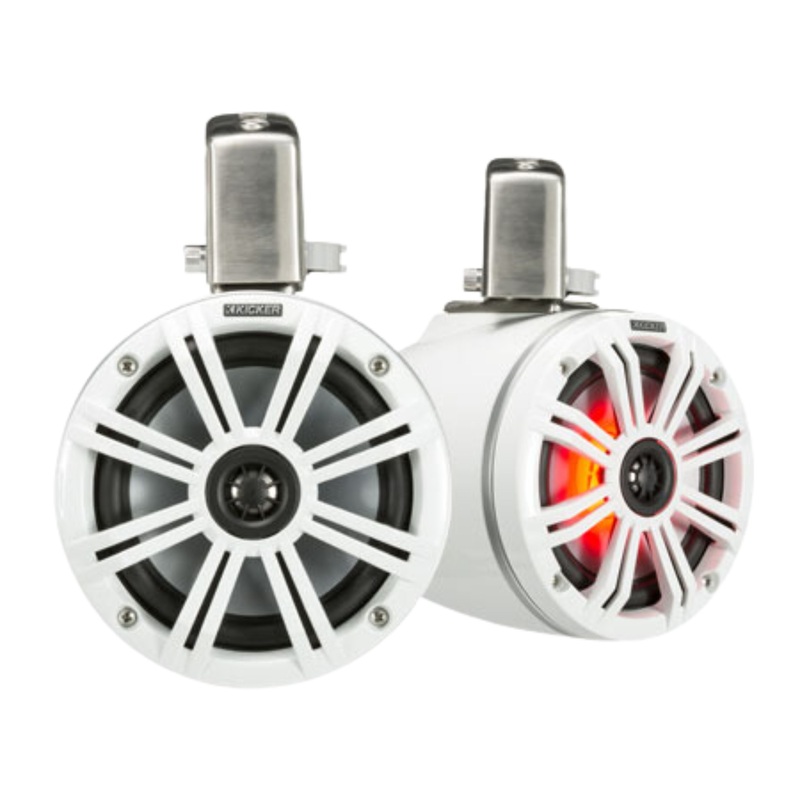Kicker Pair of White 6.5″ 195 W Marine Coaxial Tower System Speakers 45KMTC65W
