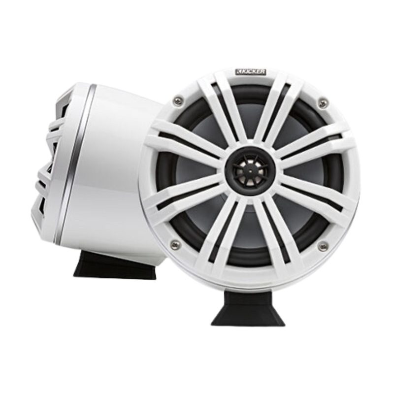 Kicker Pair of White 8″ Flat-Surface-Mount Marine Wake Tower Speakers 46KMFC8W