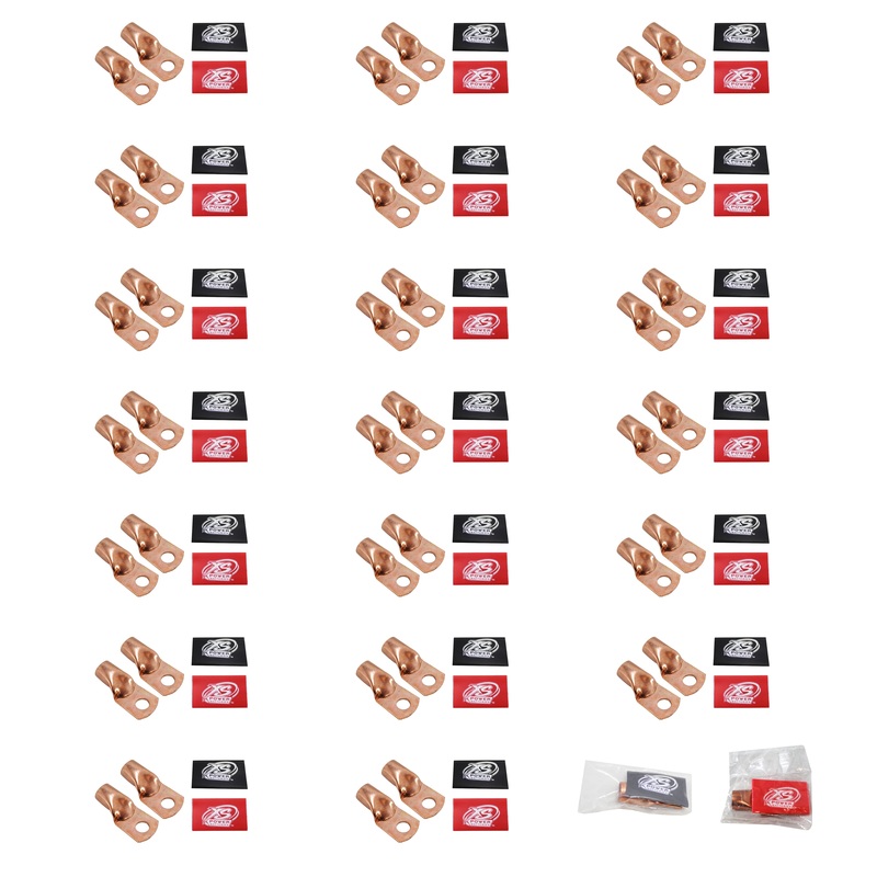 20 x XS Power 1/0 Gauge Copper Terminal Rings w/ Rd/Bk Heat Shrink RT0G-COMBO