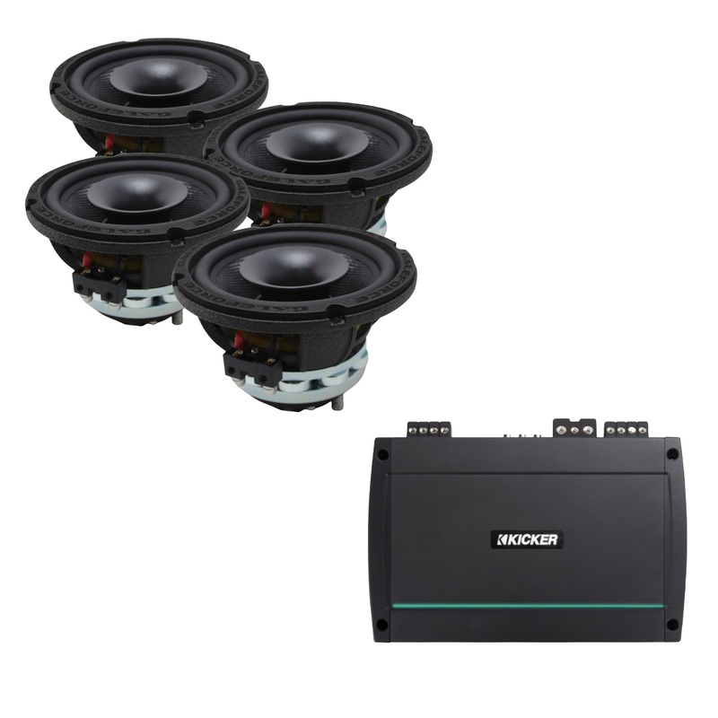 4x Galeforce 6.5″ 400W Marine Speaker + Kicker 4 Channel 1100W Marine Amplifier
