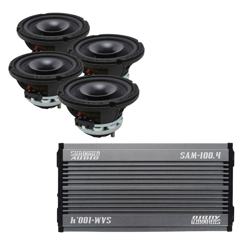 4x Galeforce 6.5″ 400W Marine Speaker + Sundown 4 Channel 400W BT Amplifier