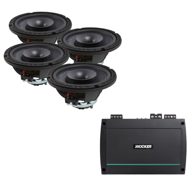 4x Galeforce 8″ 450W Marine Speaker + Kicker 4 Channel 1100W Marine Amplifier