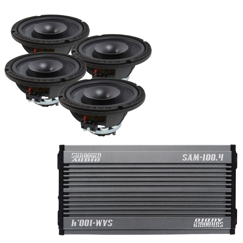 4x Galeforce 8″ 450W Marine Speaker + Sundown 4 Channel 400W BT Amplifier