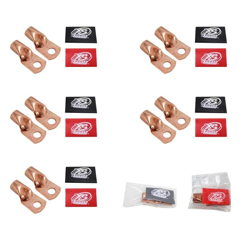 5 x XS Power 1/0 Gauge Copper Terminal Rings w/ Rd/Bk Heat Shrink RT0G-COMBO