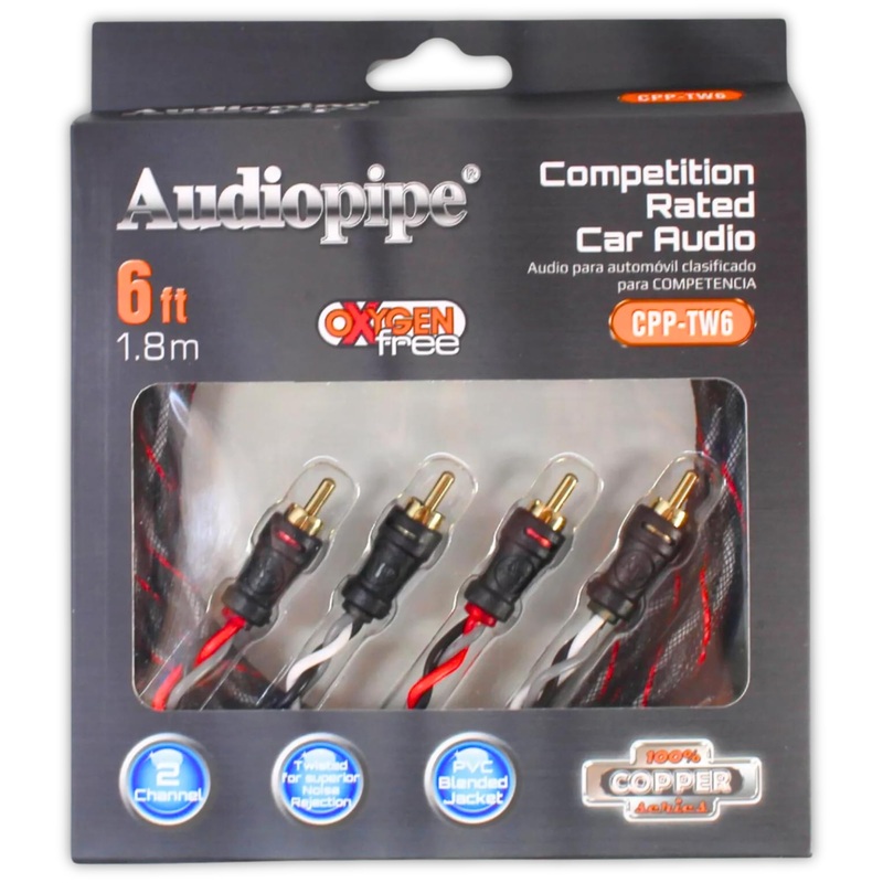 Audiopipe 6ft 2 Channel OFC Interconnect Cable RCA CPP-TW6
