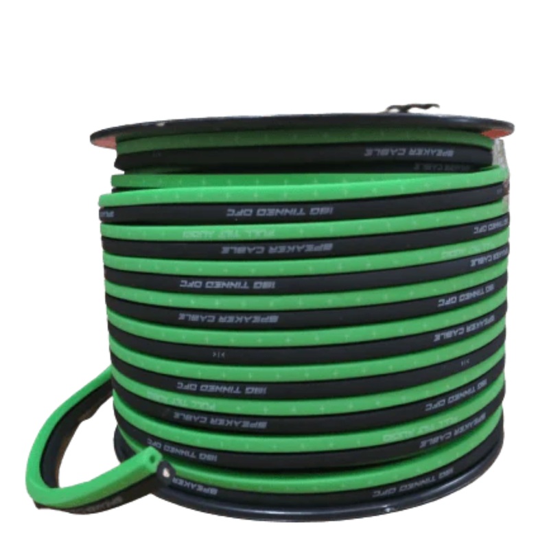 Full Tilt Audio 12Ga Tinned Oxygen Free Copper Speaker Wire Lime Green/Black Lot 10 Foot Coil