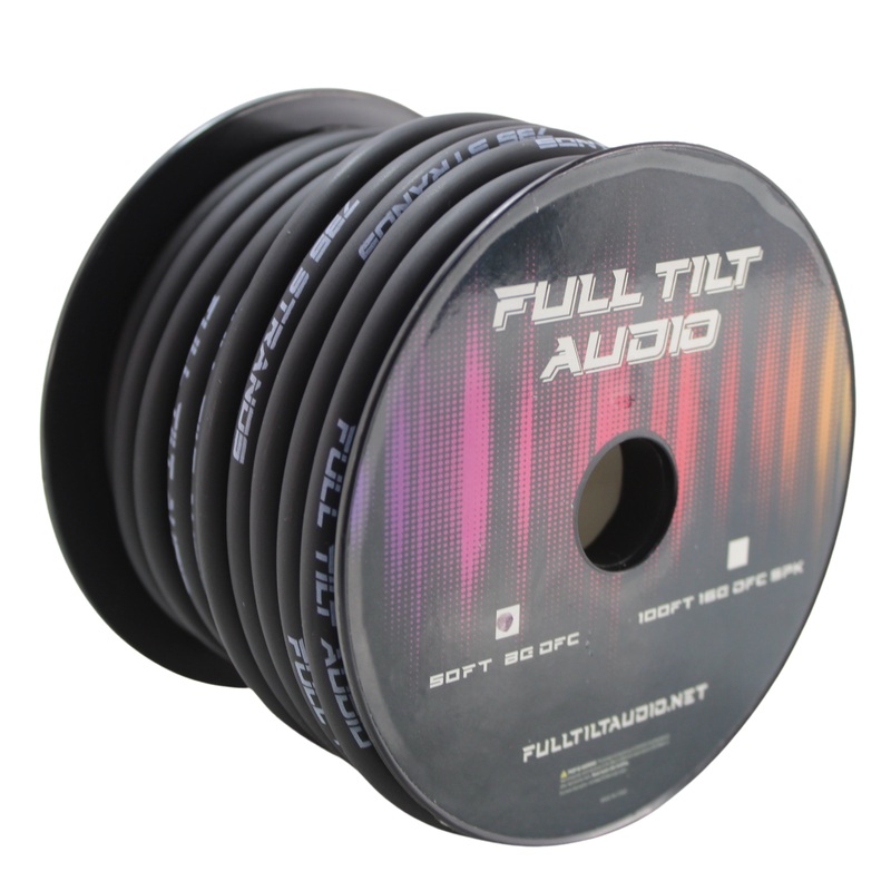 Full Tilt Audio 8 Gauge Tinned Oxygen Free Copper Power/Ground Wire Black Lot 10 Foot Coil