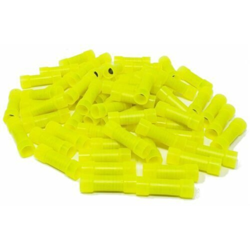 Install Bay Yellow Nylon Butt Crimping Connectors 200 Pack 10-12 Ga YNBC