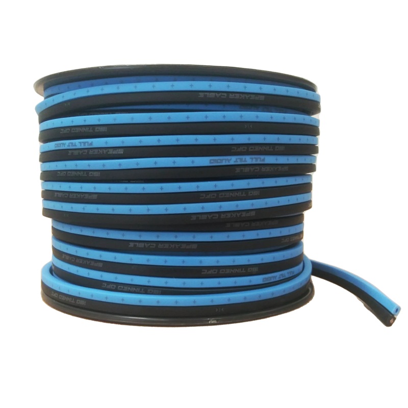 Full Tilt Audio 16GA Tinned Oxygen Free Copper Speaker Wire Light Blue/Black Lot 10 Foot Coil