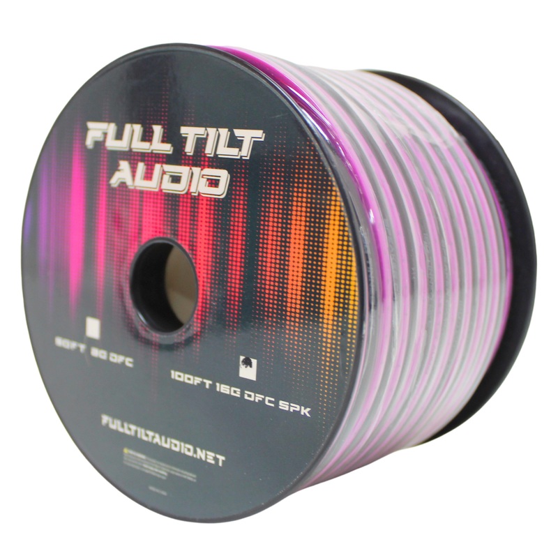 Full Tilt Audio 16GA Tinned Oxygen Free Copper Speaker Wire Pink/Black Lot 10 Foot Coil