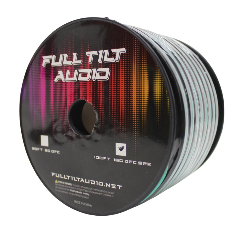 Full Tilt Audio 16GA Tinned Oxygen Free Copper Speaker Wire Sea Foam/Black Lot 10 Foot Coil