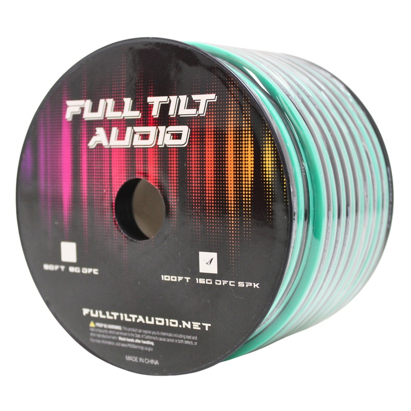 Full Tilt Audio 16GA Tinned Oxygen Free Copper Speaker Wire Teal/Black Lot 10 Foot Coil