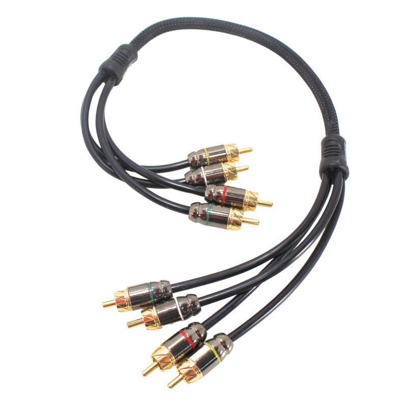 Full Tilt Audio HQ 1.5 Foot 4-Channel RCA Cable Gold Plated Connectors