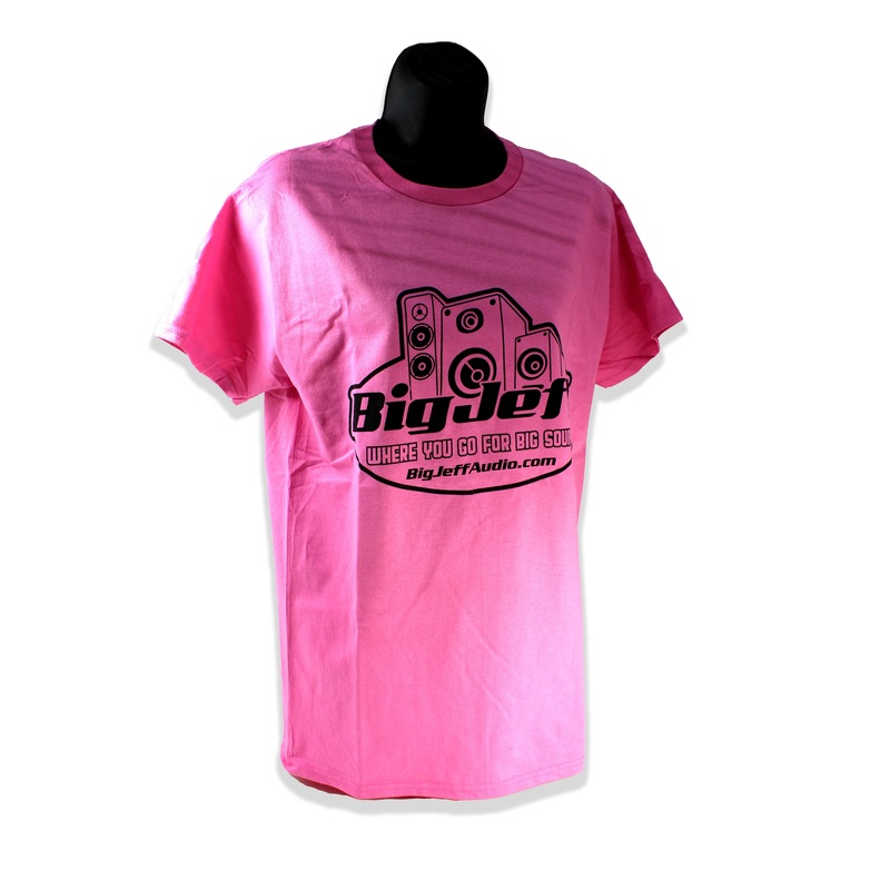 Official Big Jeff Audio 100% Cotton Pink T-Shirt with Big Jeff Audio Logo SMALL
